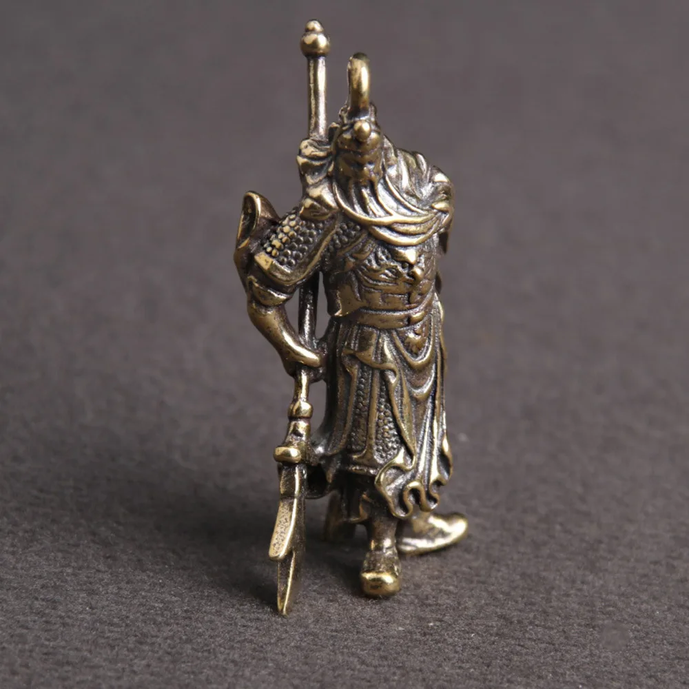 Brass Solid Vintage Do Old Wu God of Wealth Guan Gong Key Chain Pendant Loyalty Guan Yu Personality Locket Supply