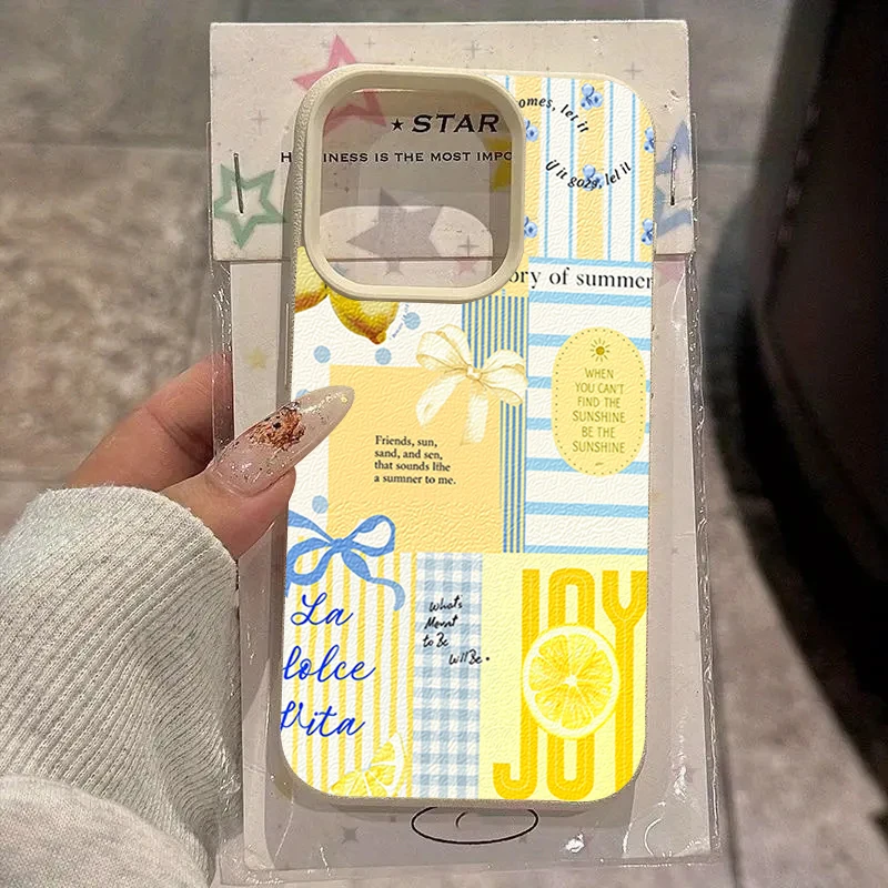 Lemon Splicing Stripe Pattern Phone Case For Samsung Galaxy S26 Ultra S25 FE S24 S23 S22 Plus A17 A37 A57 A56 A55 Silicone Cover