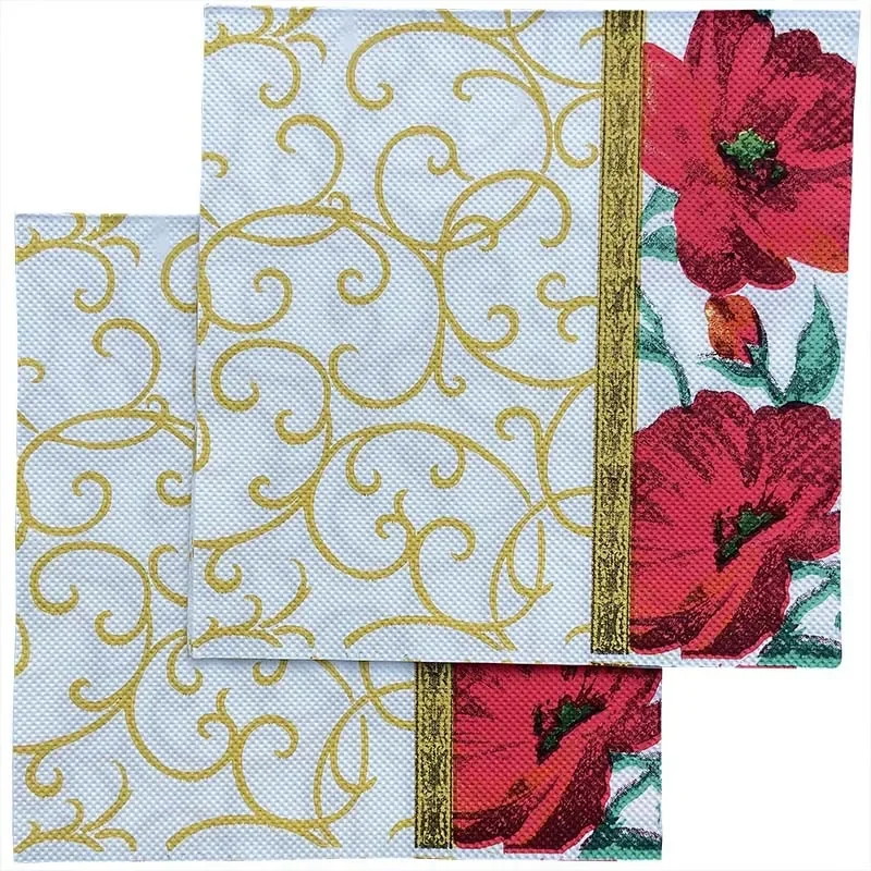 Guardanapos estampados florais dourados, Placemat de papel criativo, festa floral, novo, 2 ply, 33x33cm, 10 unidades, 20 unidades por pacote, em estoque