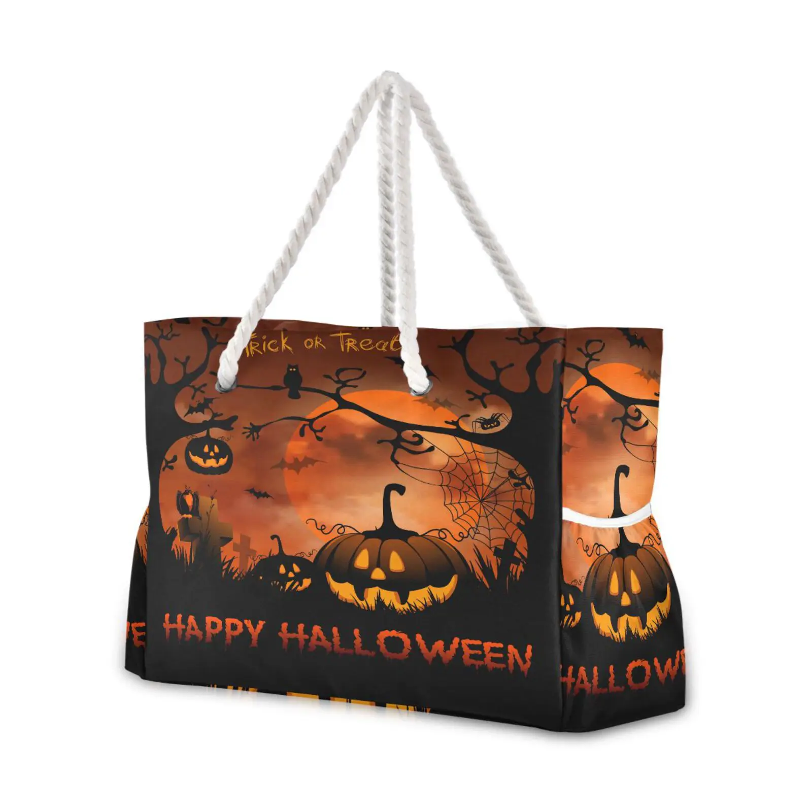 

Beach Tote Shoulder Bag Fashion Women Nylon Large Capacity Travel Duffel Bag Halloween Design Tote Handbag Shopping Shoulder Bag