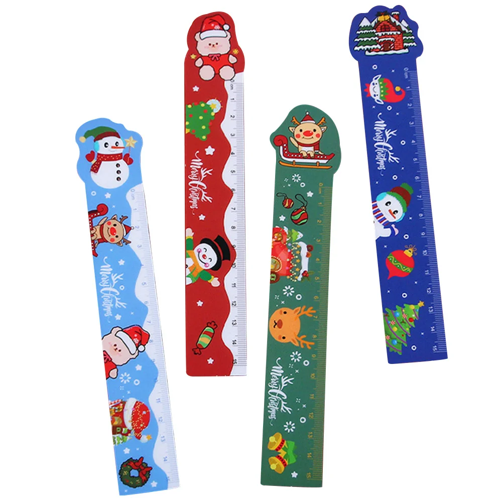 

4 Pcs Ruler Scale 15cm Rulers Tool Cartoon Christmas Presents for Small Child Student