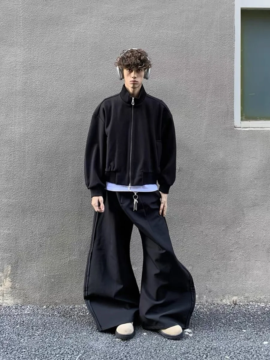 

Cleanfit Casual Loose Fit Jaet Men's Autumn Winter American Sle ort Design Sense Collar Jaet Teenage Boy Long Sve