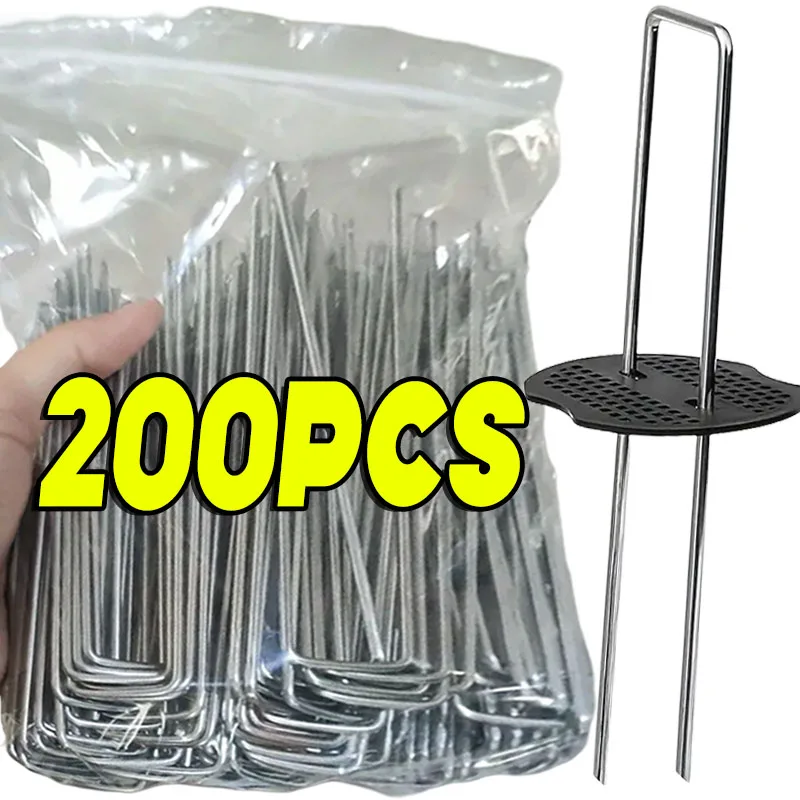 150pcs Landscape Staples, U-Shaped Garden Pins Garden Stakes Staples, Heavy Duty Yard Lawn Tent Stakes Securing Pegs For Weed Ba