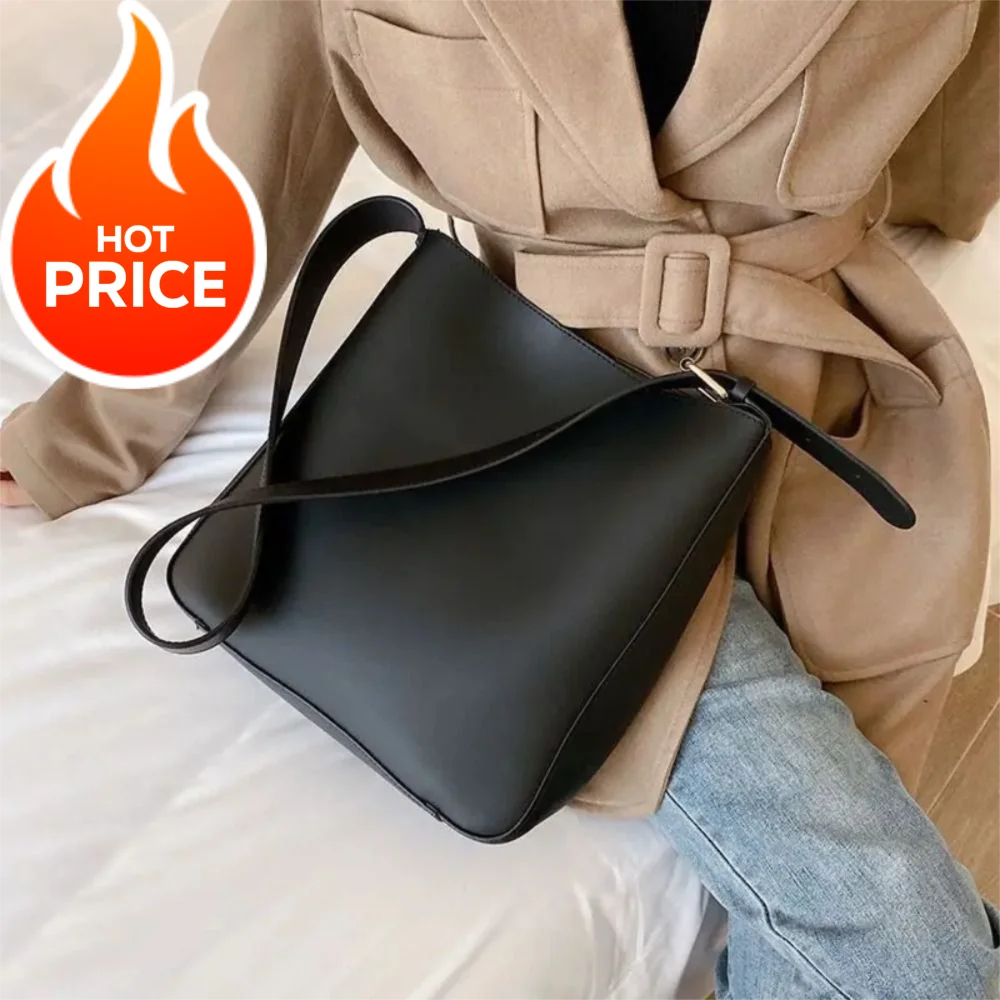 

Large Capacity French Messenger Bags Solid Color Zipper Pu Leather Composite Bags Retro Hanging Pouch Texture Underarm Bags