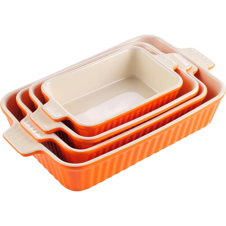 

Bakeware Set of 4 Porcelain Baking Pans for Oven Use Ideal for Casserole Dishes Ceramic Rectangular Baking Dish Perfect for Las