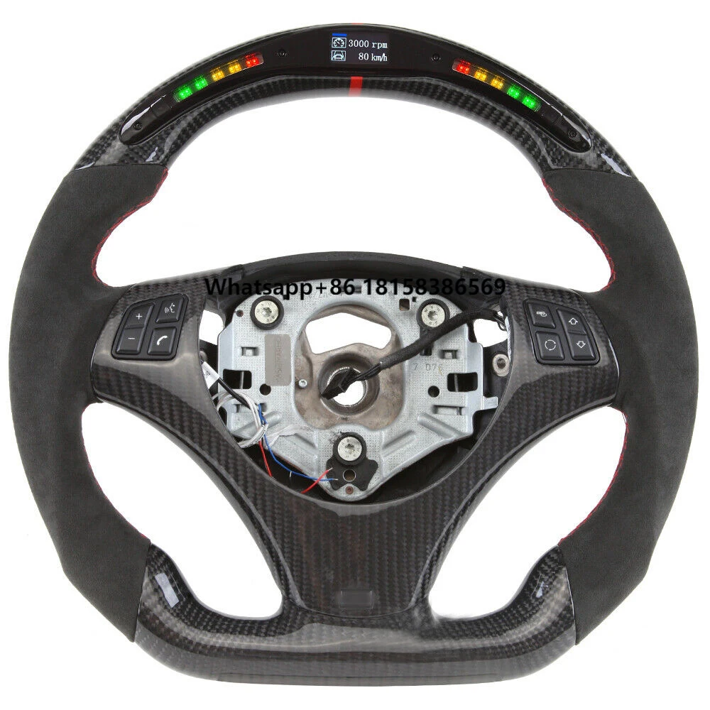 

LED Shift Light Carbon Fiber Steering Wheels Fit for E90 E92 M3 E82 E90 E87 M3 M2 Custom Steering Wheels
