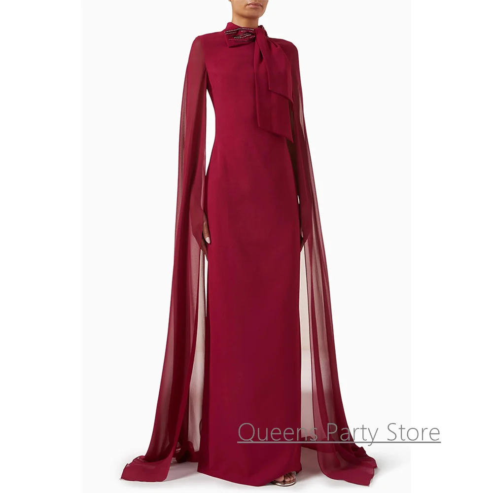 

Современное арабское вечернее платье по индивидуальному заказу, шифоновая накидка с высоким воротом и бисером, с разрезом сзади, длиной до пола, платье для выпускного вечера в Саудовской Аравии, вечерние платья