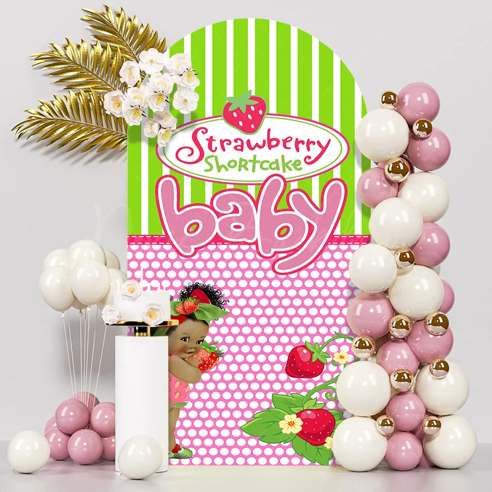 Strawberry Shortcake Baby Birthday Banner Happy Birthday Decorations Backdrop Baby Shower Sign Background Pink Birthday Party