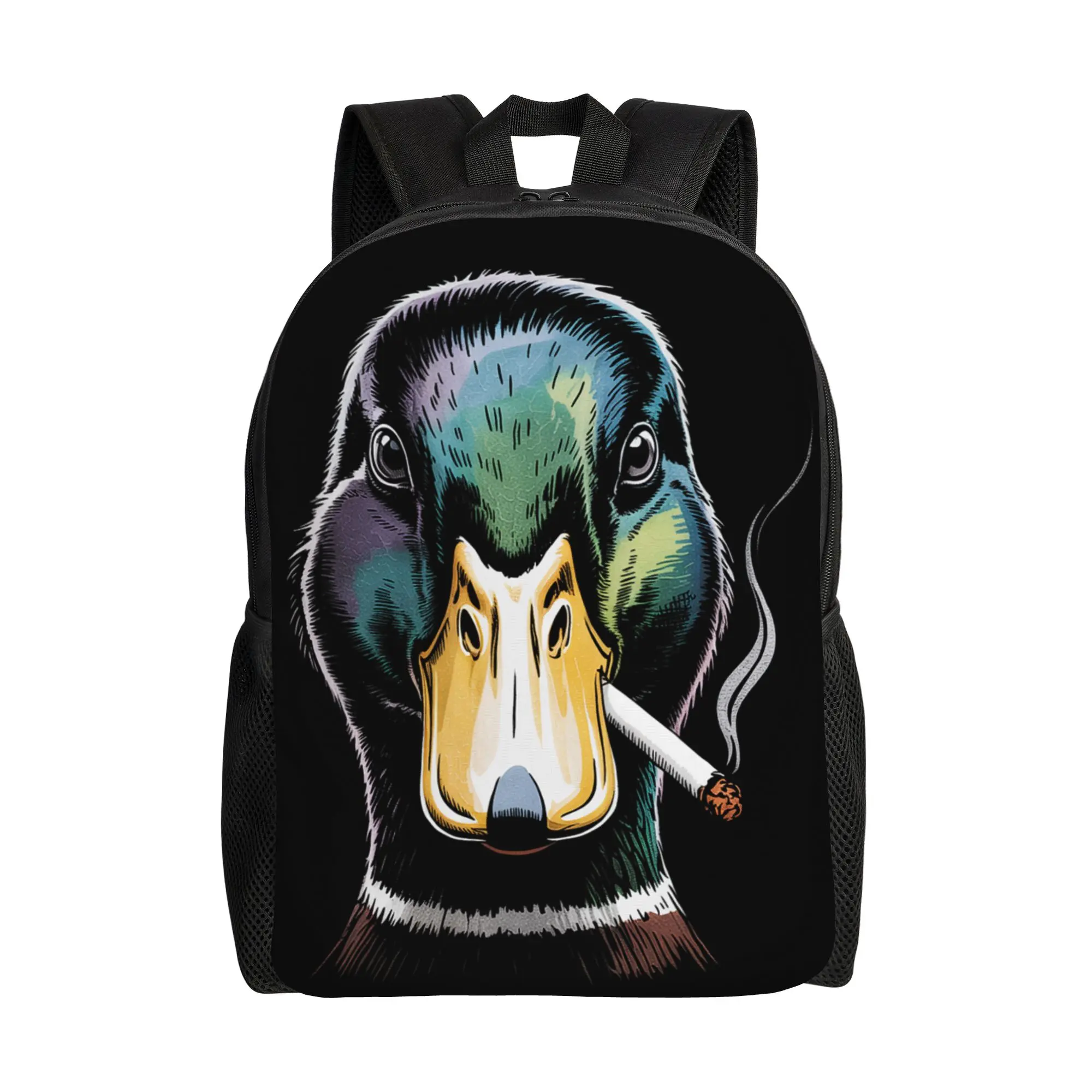

Funny Mallard Duck Smoking Cigarette Meme Backpack Camping Backpacks Youth Designer Big School Bags Streetwear Rucksack