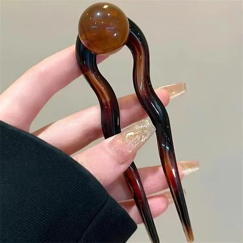 Colored Pearl U-Shaped Acrylic Hair Sticks