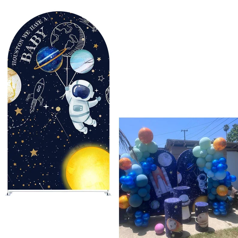 Mehofond Astronaut Rocket Arch Wall Backdrop Covers Space Planet First Trip Boy Birthday Party Decor Baby Shower Background Prop