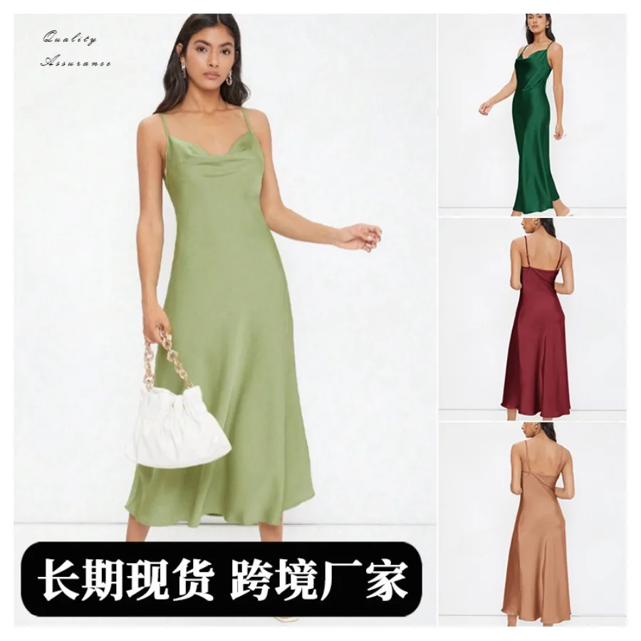 

【Новый стиль】- Женская одежда в европейском и американском стиле, весна-лето 2026, новая коллекция, атласный топ на бретельках с глубоким V-образным вырезом, облегающий крой, модный дизайн.