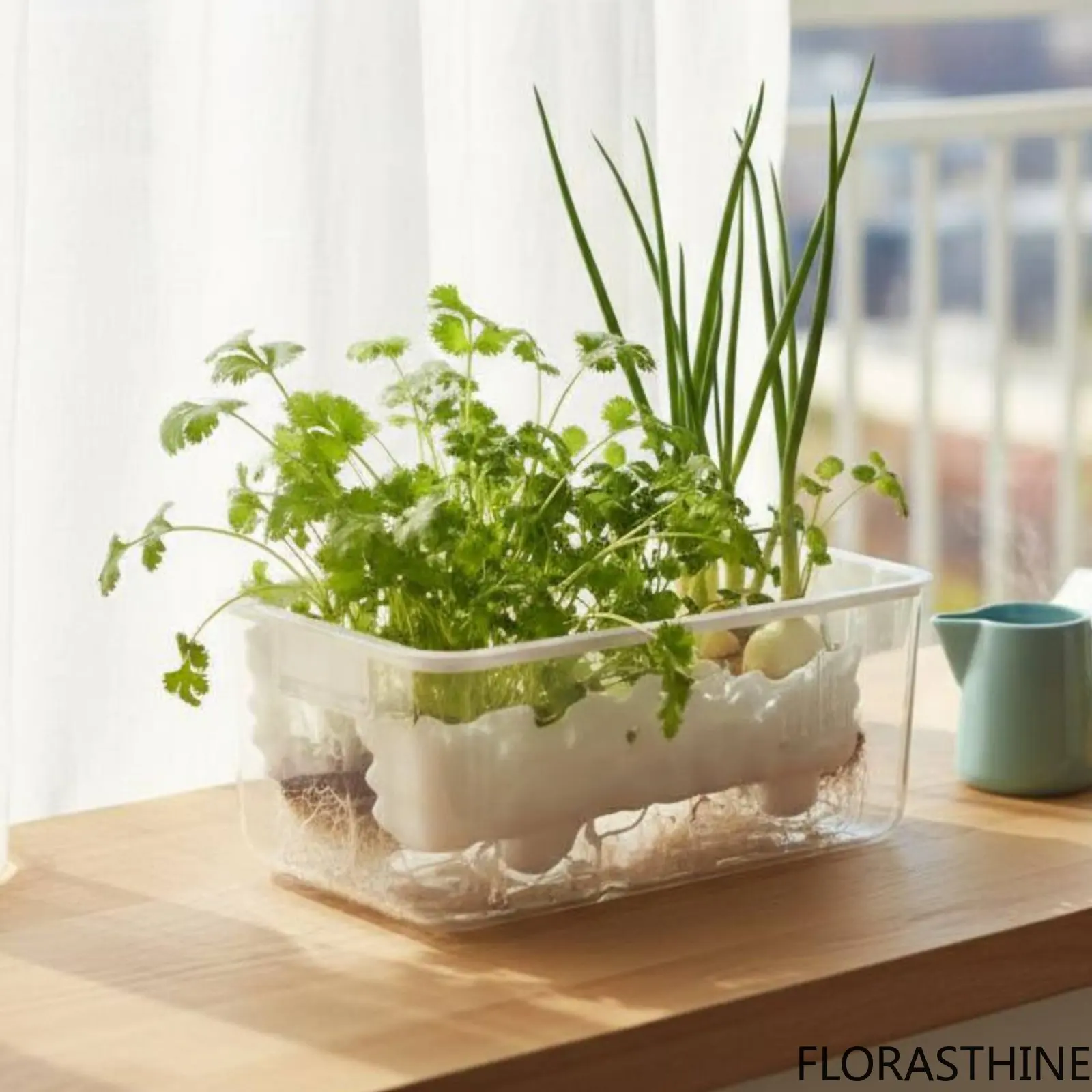 Automatic-Watering Planter Long-Lasting PET Material Transparent Plant Pot Rectangular Flower Pot Textured Frosted Design