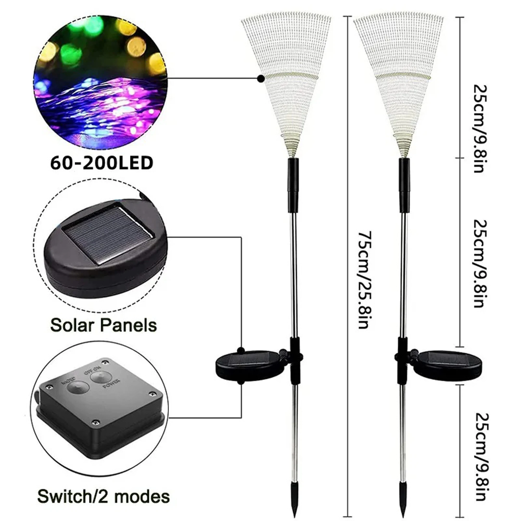 Lampe Solaire à LED en Forme de enquêter d'Artifice, Lanterne Décorative, Lumière Chaude et Froide, RVB, pour Pelouse, ixde Vacances, Cour, Jardin