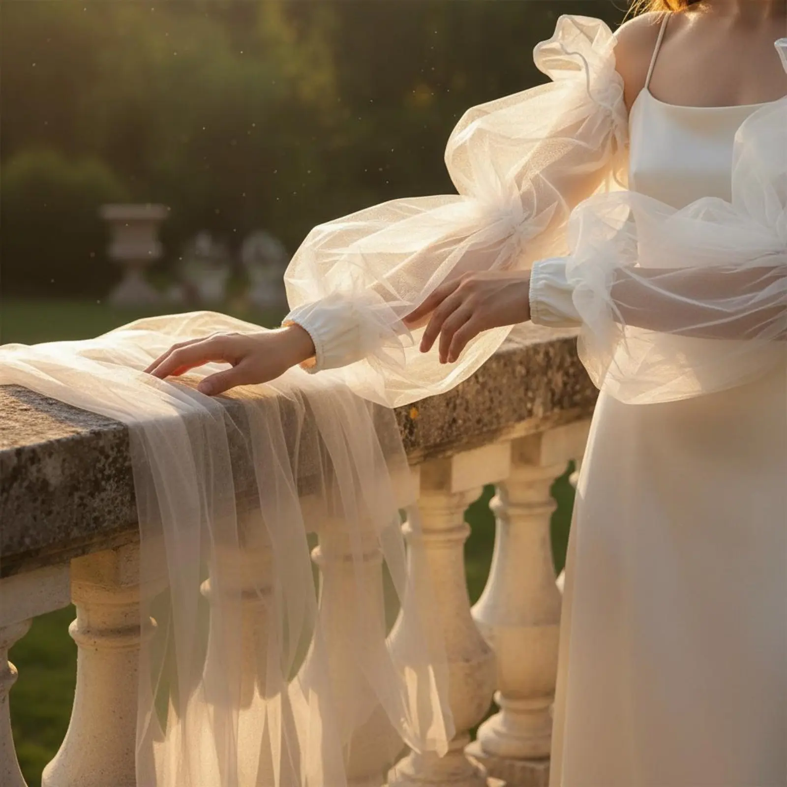 Translucent Tulle Sleeve Sun Protection Bridal Ruffle Sleeve Tulle Gloves Ruffled Fingerless Translucent Gloves Stretchy