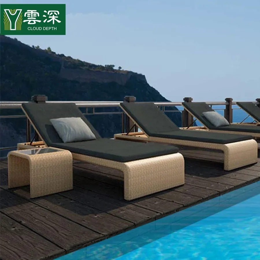 Outdoor swimming pool lounge chair rattan waterproof sunscreen beach chair courtyard garden balcony leisure outdoor bed