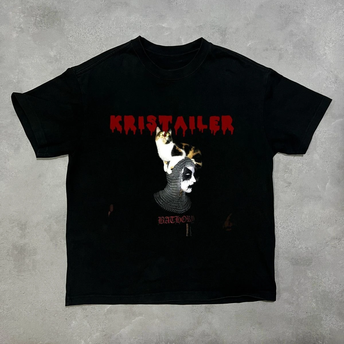 

Kristailer Crystal Band Printed Men's and Women's T-shirts Heavy Metal American High Street Cotton Top Fall Loose Short Sleeved