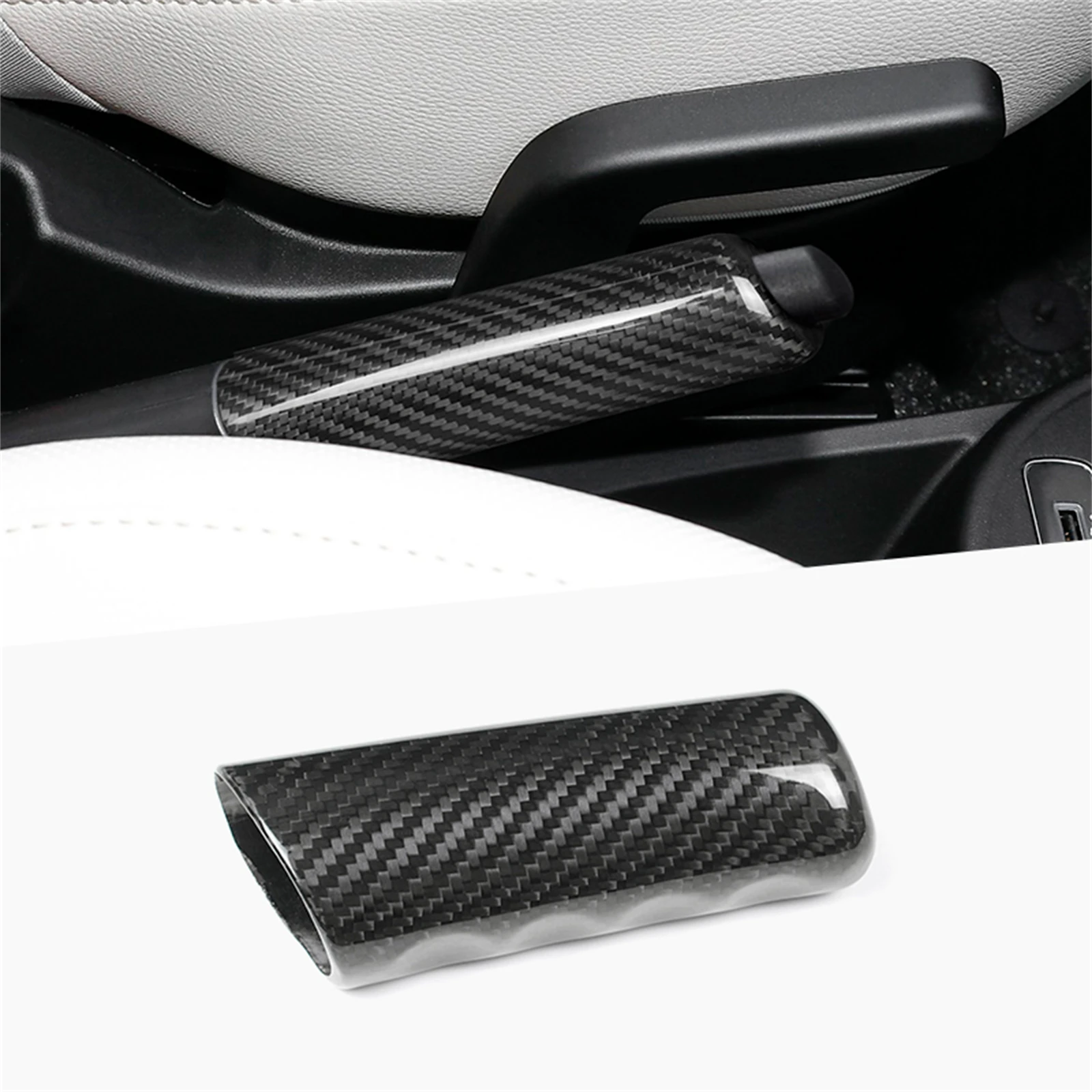 

Carbon Fiber Interior Parking Gear Shift Hand Brake Lever Sleeve Trim Handbrake Grip Cover For Fiat 500 Abarth 595 2008-2023