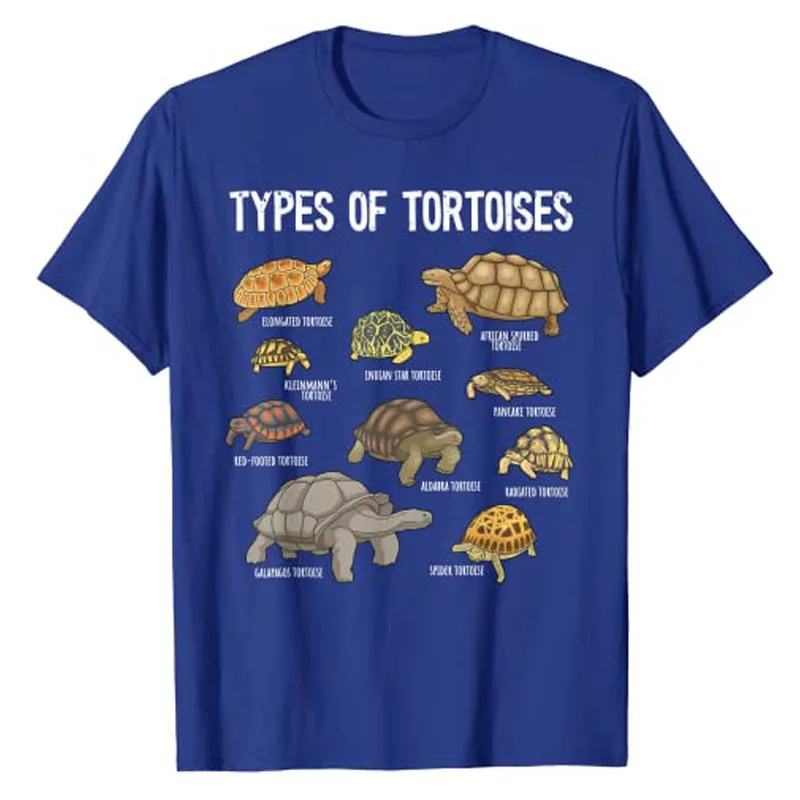 Different Types of Tortoises T-Shirts, Tortoise Lover Shirt, Reptile-Lover Graphic Tee Top Cute Short Sleeve Turtle Print Outfit