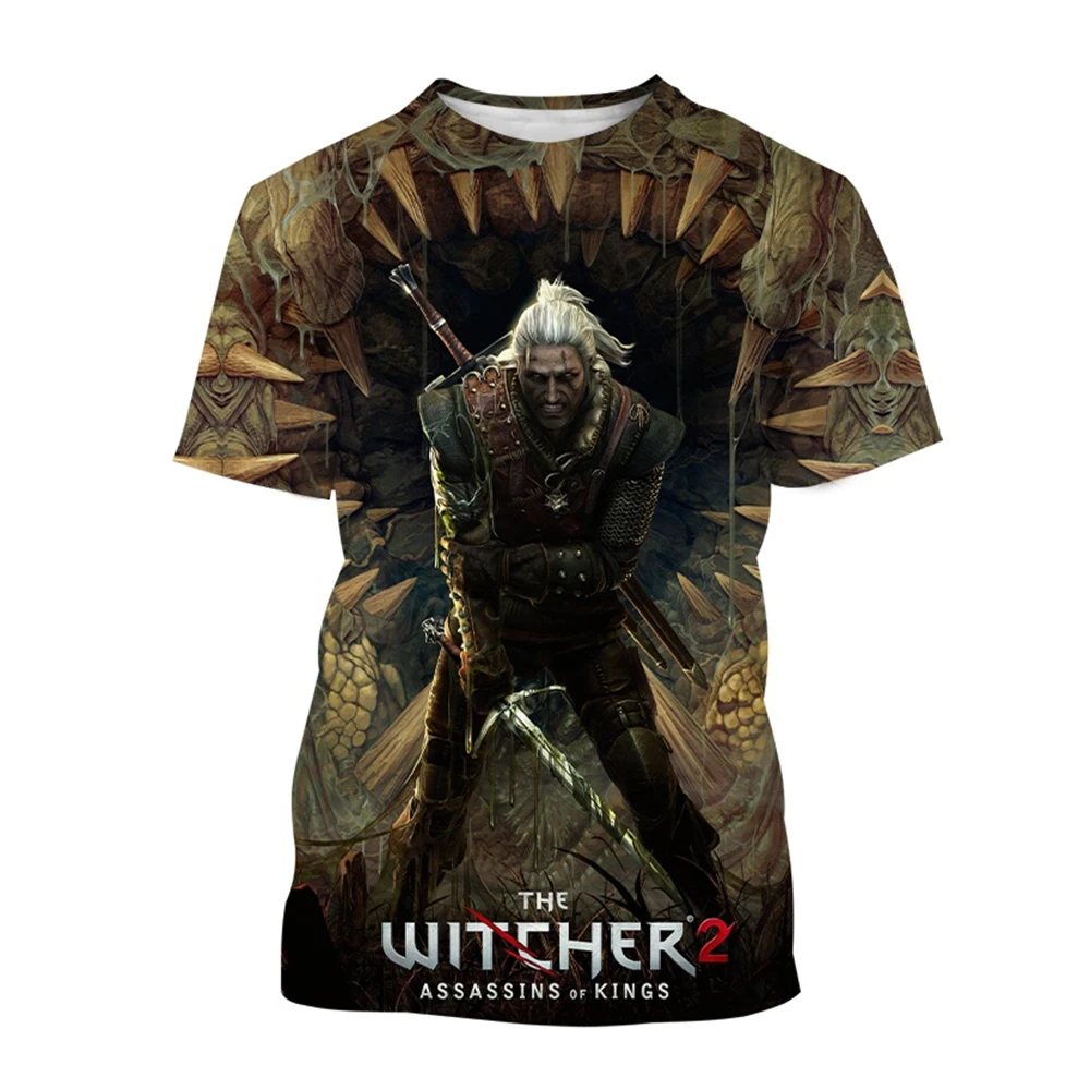 أحدث ويتشر ثلاثية الأبعاد تي شيرت مطبوع موضة لعب الأدوار لعبة ويتشر كينغ قاتل عادية Harajuku تي شيرت محايد