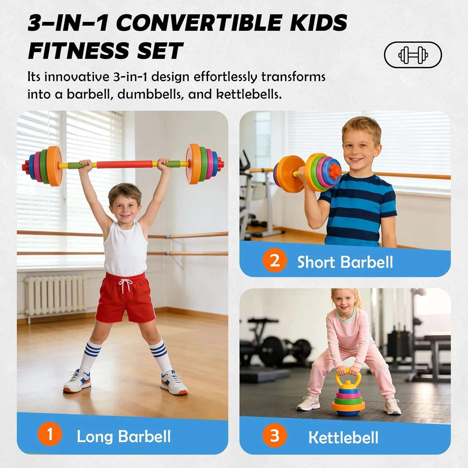Kids Adjustable Barbell Dumbbell Toy Fillable Plastic Weight Set Toddler Arm Strength Training Fitness Sensory  Sport Toy - view 4