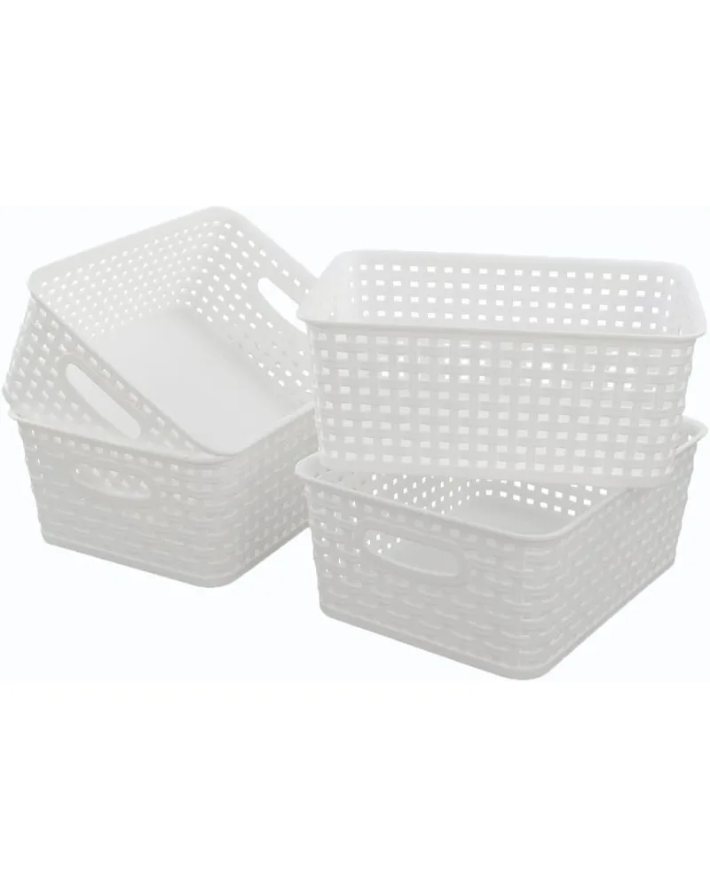 

White Plastic Weave Baskets, 4-Pack