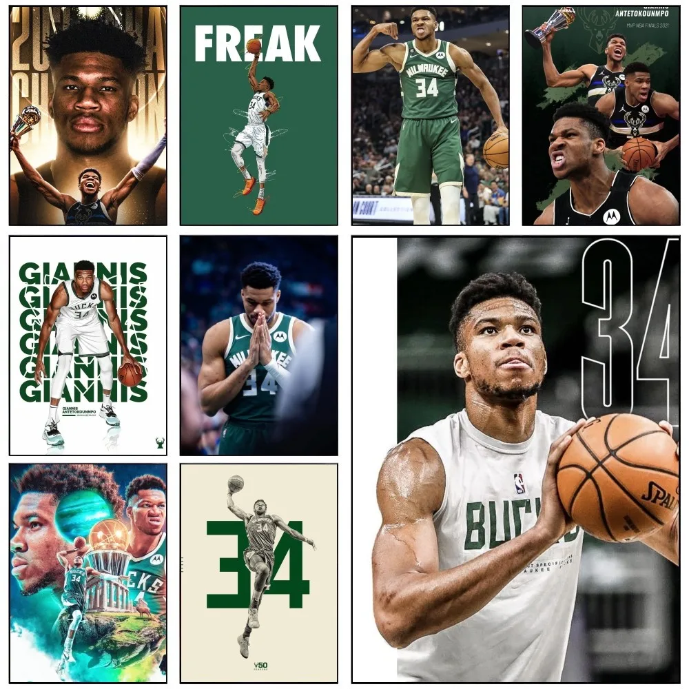 1PC G-Giannis Antetokounmpo Poster Self-adhesive Art Waterproof Paper Sticker Coffee House Bar Room Wall Decor