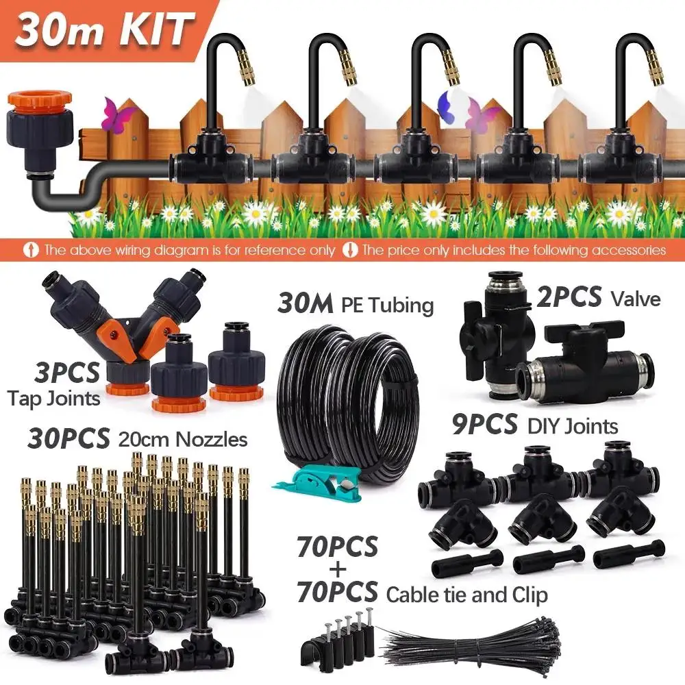 Adjustable Universal Misting Nozzle Set Garden Irrigation Sprinkler Kit for Greenhouse Cooling Humidification Flower Watering