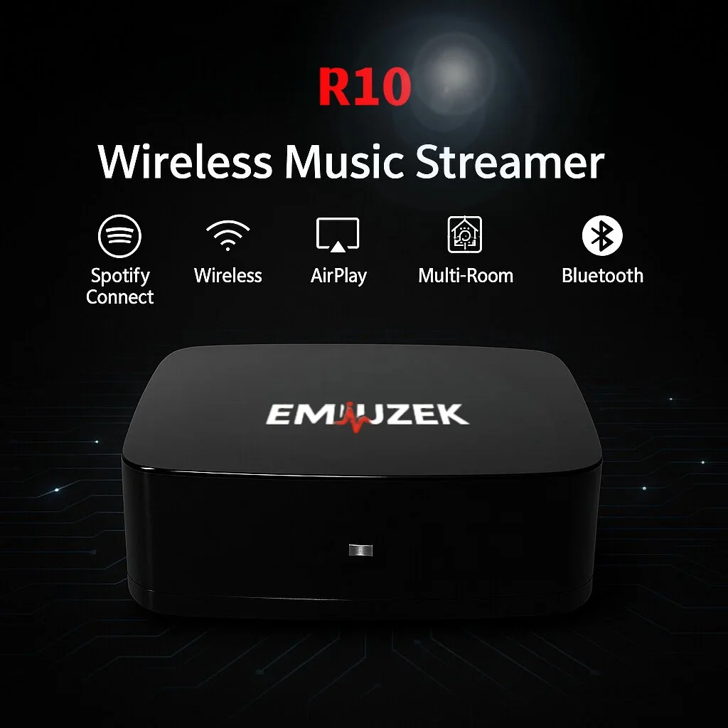 

EMiUZEK R10 WiFi Bluetooth Audio Receiver Wireless Streamer Optical SPDIF 3.5mm Output Home Stereo Sound System