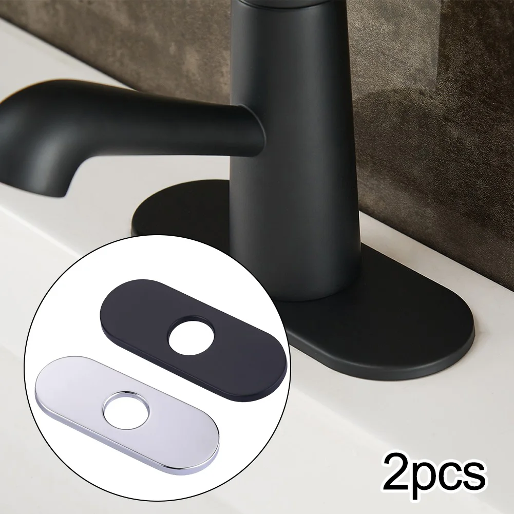 2Pcs Sink Faucet Hole Cover 304 Stainless Steel Sink Decorative Cover Kitchen Bathroom Faucet Plate Hole Tap Cover Deck Plate