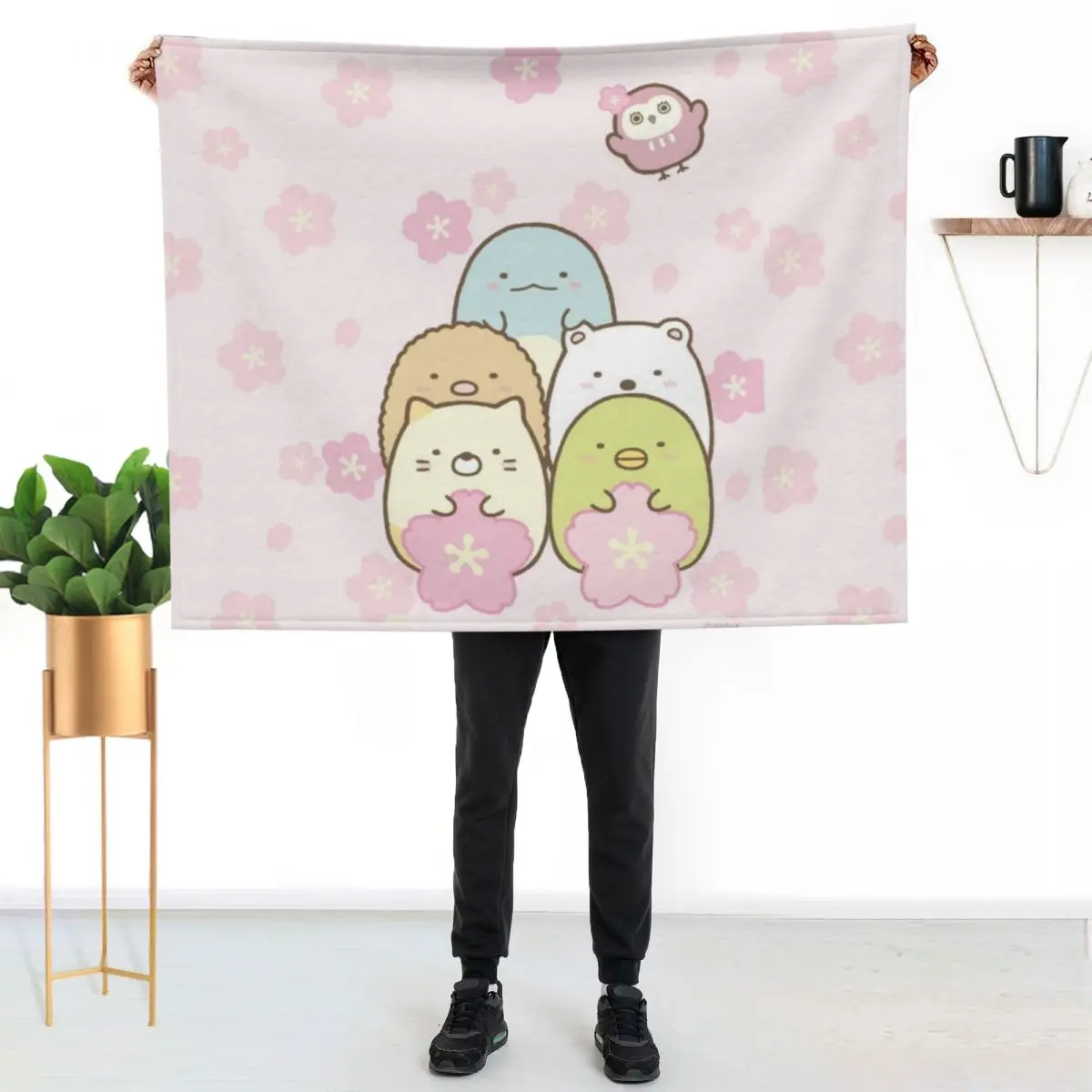 

Sumikko Gurashi - Pink Background Collage Throw Blanket Warm Throw Blanket Gift for Anniversary