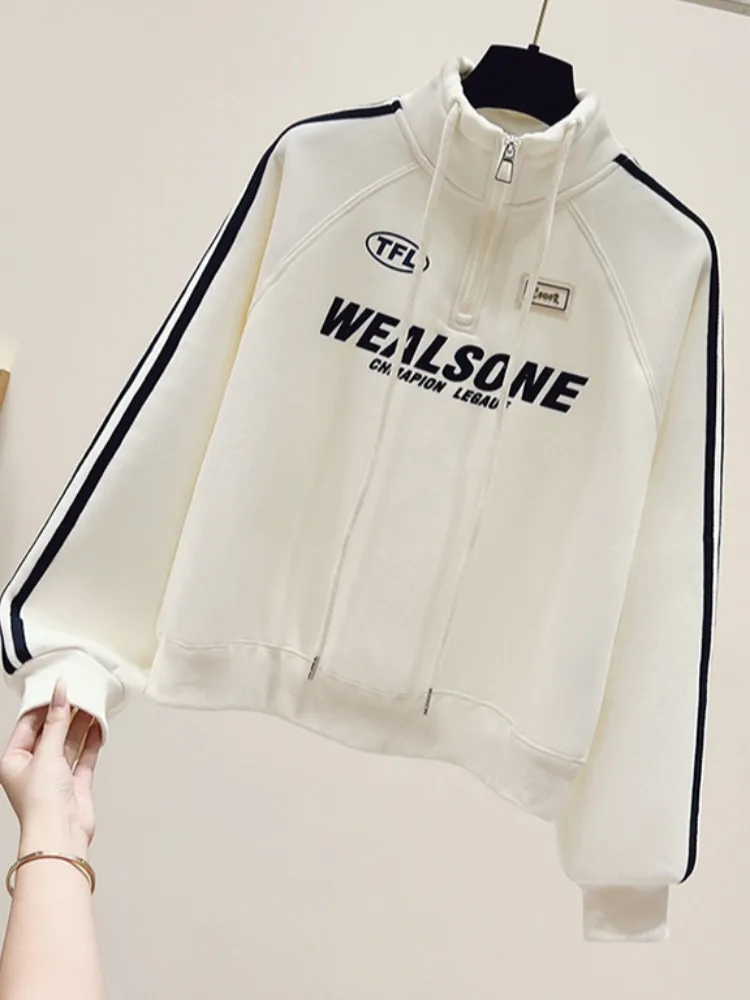 Felpa con cappuccio oversize da donna con cerniera Fce foderata colletto alla coreana Jaet autunno inverno caldo cotone misto poliestere cappotto ort