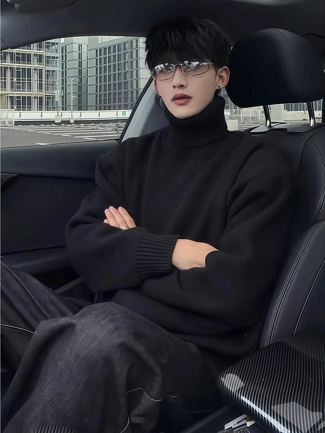 

Мужской вязаный свитер с высоким воротником на флисовой подкладке, зимний, теплый, устойчивый к холоду, внутренний слой, Cleanfit Premium, цветной, вязаный джемпер