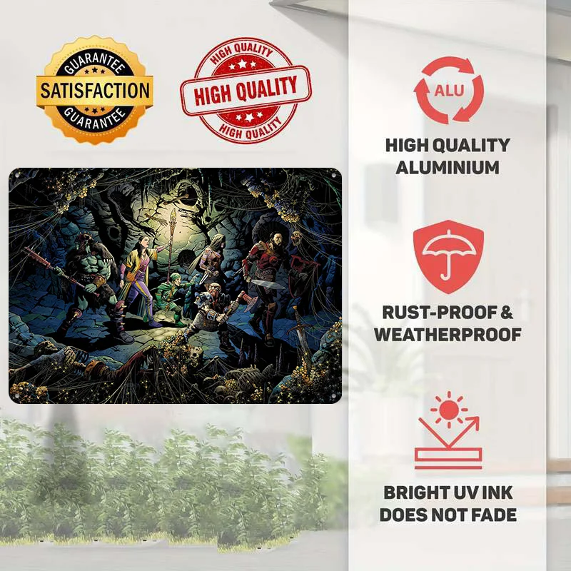 Dungeon Crawlers 3D Printed Texture Poster Personalized Wall Art Retro Metal Tin Signs for Decor Living Room Interior Decoration
