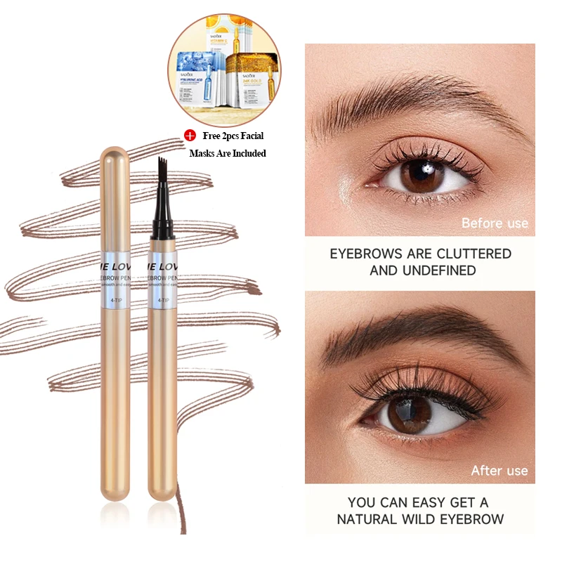 

4 Point Eyebrow Pencil 4D Waterproof Liquid Eyebrow Pen Makeup Ultra-fine Long Lasting Non-smudging Cosmetic Microblade Brow Pen