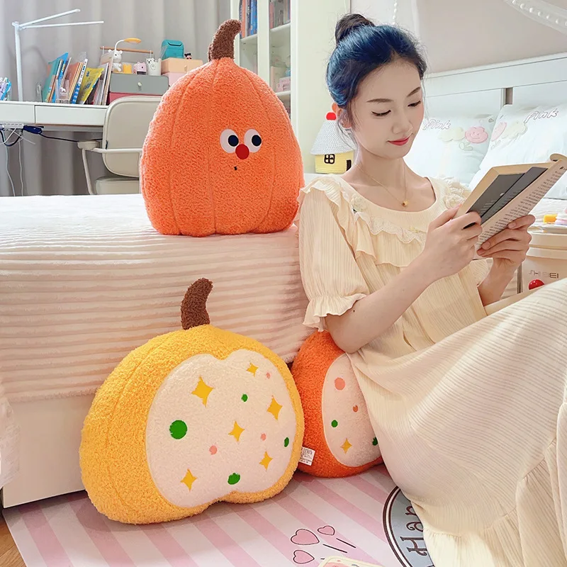 New Halloween Decor Colorful Adorably Silly Pumpkin Plush Toys Soft Stuffed Plant Plushie Pillow Sofa Chair Cushion Girls Gifts