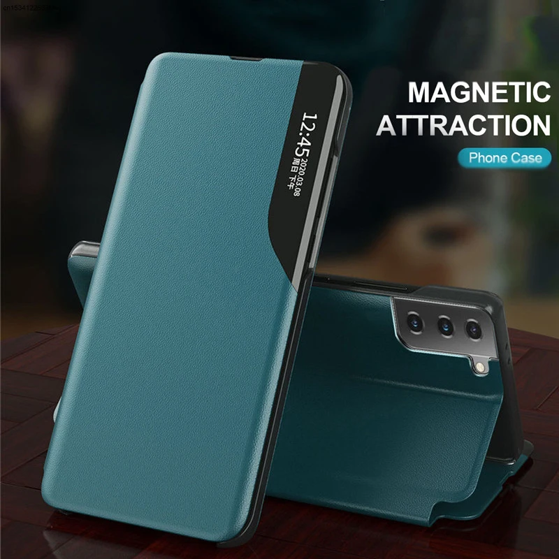 For Xiaomi K40 9A 9C K30S Case Smart Window View Magnetic Leather Flip Cover For Redmi Note 8 9 10 Pro 8T 9S 10S Book Stand Case