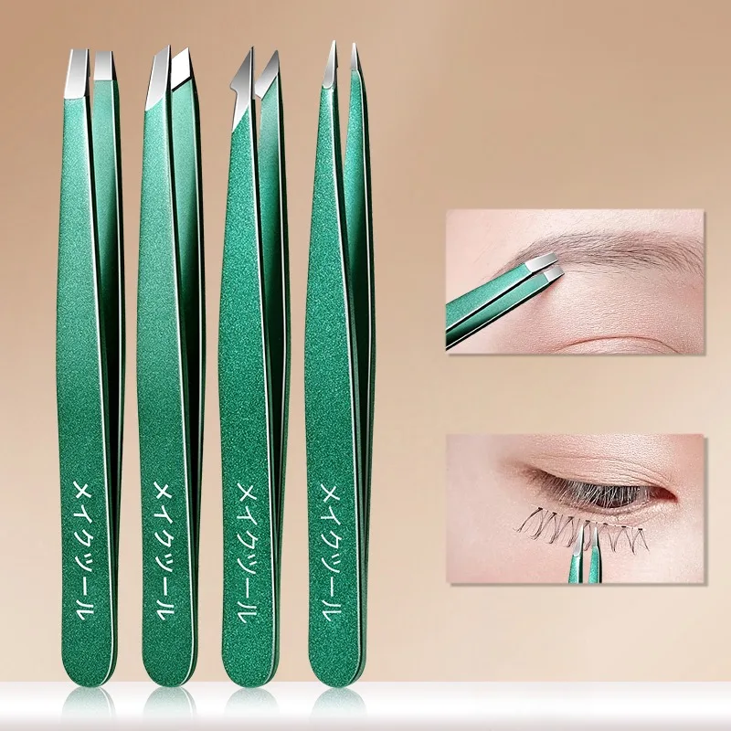 CMGF 1/4pcs-ความแม่นยําสูงแหนบคิ้วคลิป,304 สแตนเลสหนวดถอนเครื่องมือคลิปคิ้วคีมขนาดเล็ก