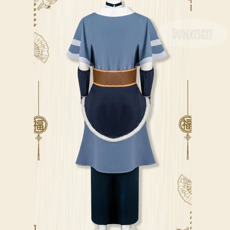 Katara Blue Water Tribe Outfit With Fur Trim Belt And Sash Badge Wigs Cosplay Costume The Last Airbender Set Halloween Cosplay view 4