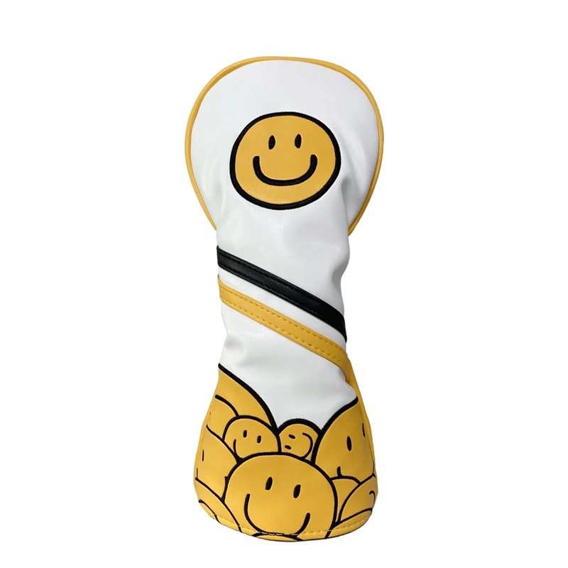 Golf Headcover for Wooden Cover and Putter Cover Pu leather  Smiley Face Style Golf Supplies