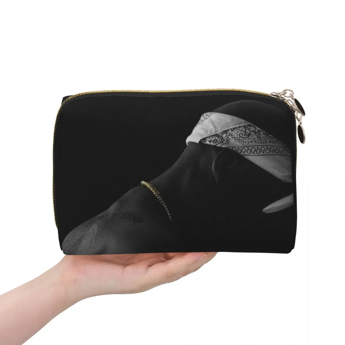 Rapper Tupac 2PAC Hip Hop Women Cosmetic Bags Travel Makeup Organizer Pouch Toiletry Storage Dopp Kit Box