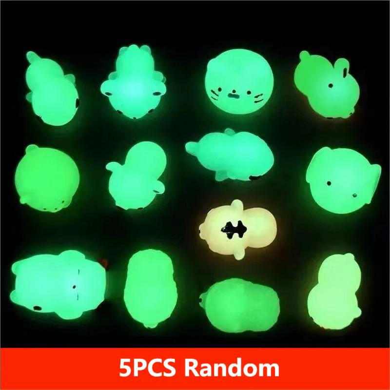 5PCS Novelty Luminous Squishy Toys Cute Cartoon Animal Decompression Toy Creative Stress Relief Pinch Toys Children Gifts