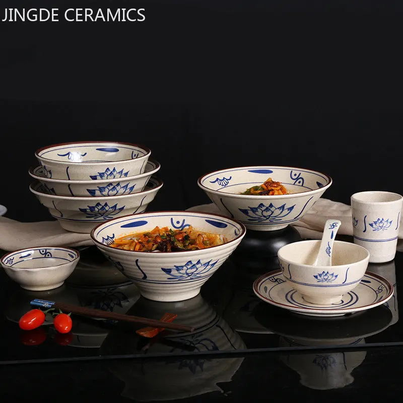 Chinese Style Melamine Tableware Ramen Bowl Commercial Use Plastic Salad Noodle Bowl Household Soup Bowl Kitchen Accessories