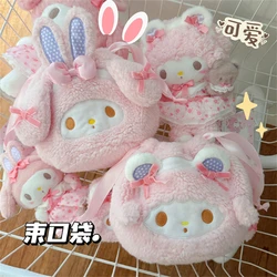 My Melody borsa con coulisse bella borsa in peluche Cute Anime My Sweet Piano Storage Bag borsa cosmetica Kawaii in stile giapponese