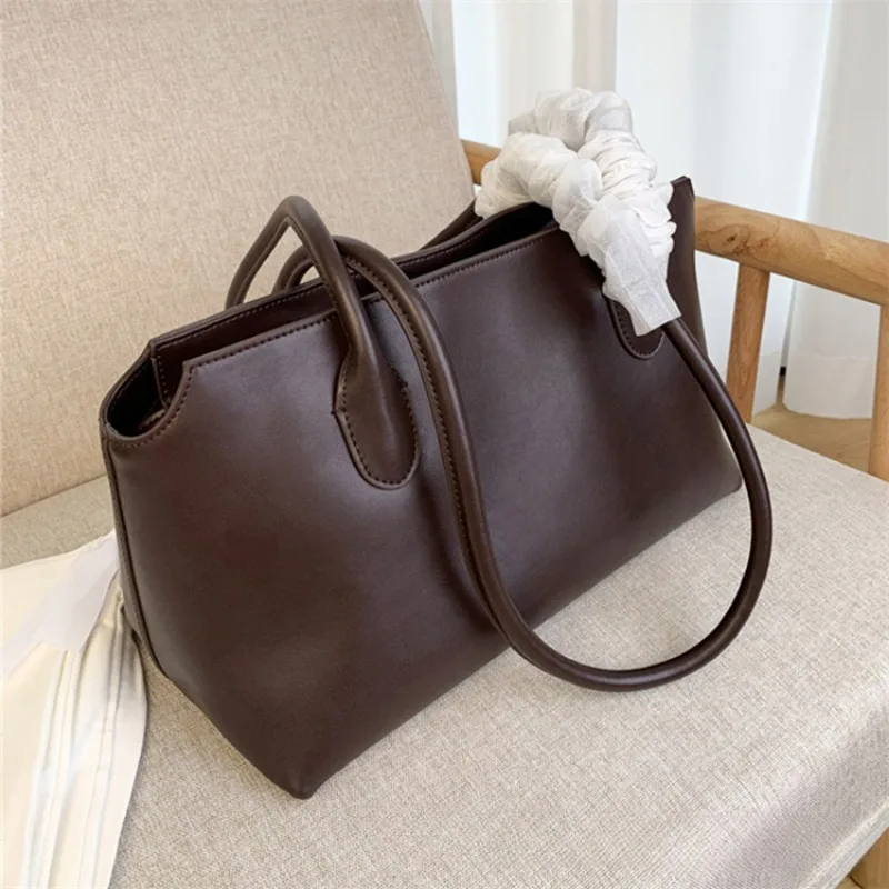 High-end Niche Row Fashion Simple Leather Long Shoulder Strap Underarm Bag Large Capacity Handbag Tote Bag Woman