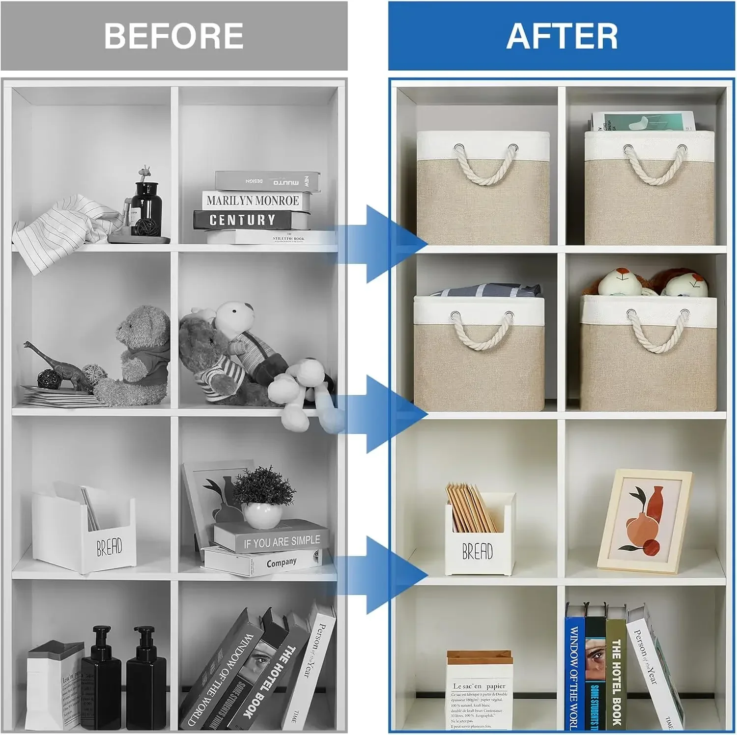 سلة تخزين من نسيج الكتان قابلة للطي حقيبة تخزين أشتات متعددة الوظائف مع صندوق منظم بمقبض للملابس الداخلية جورب ألعاب الأطفال