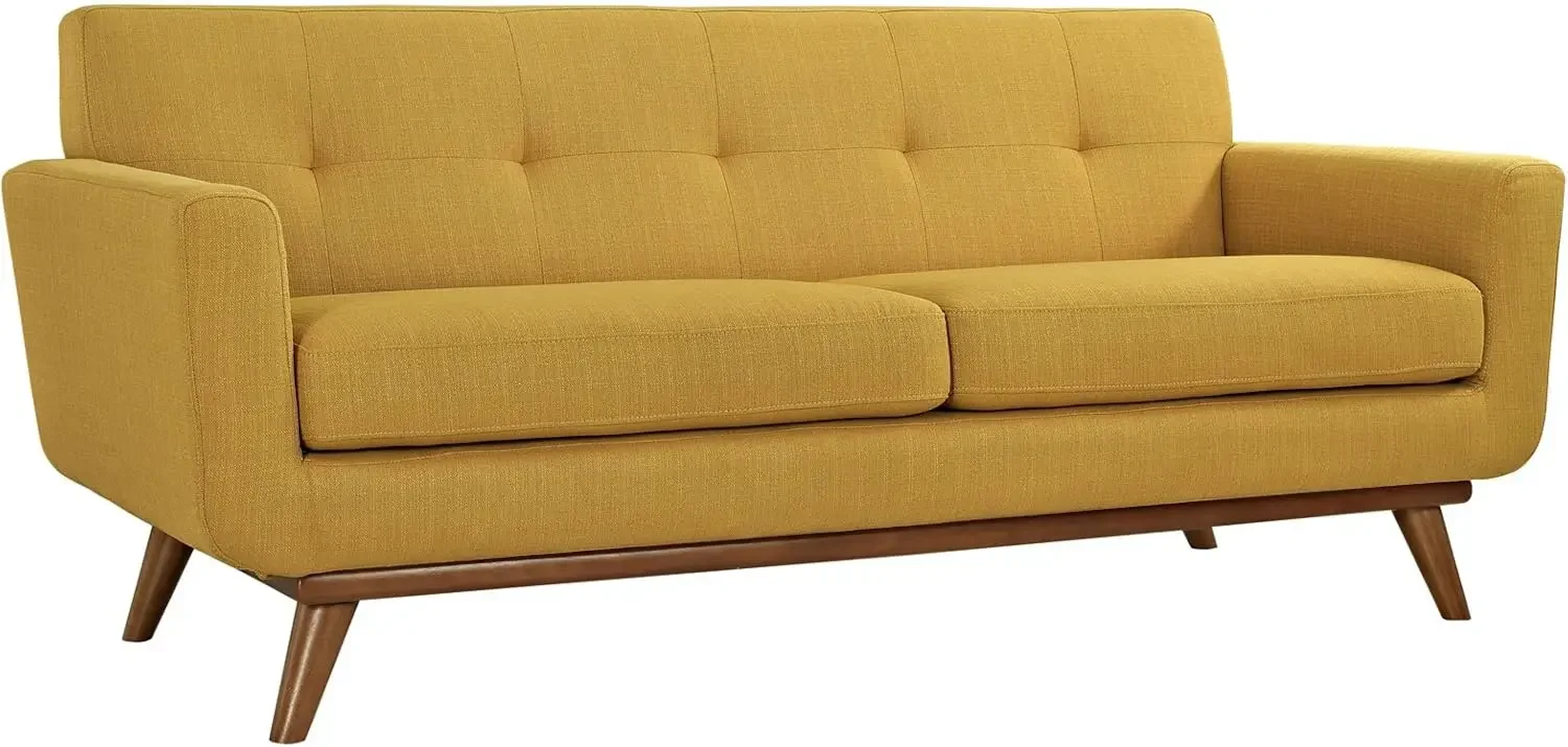 Engage Mid-Century Modern Upholstered Fabric Loveseat in Citrus