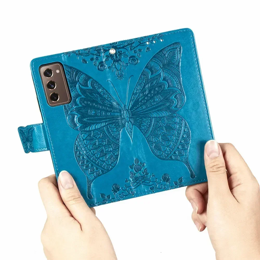 Butterfly Leather Etui for Coque Samsung Z Fold 4 2 Fold5 Fold6 Flip Case Samsung Galaxy Z Fold 3 5 6 Fold3 Wallet Cover Funda