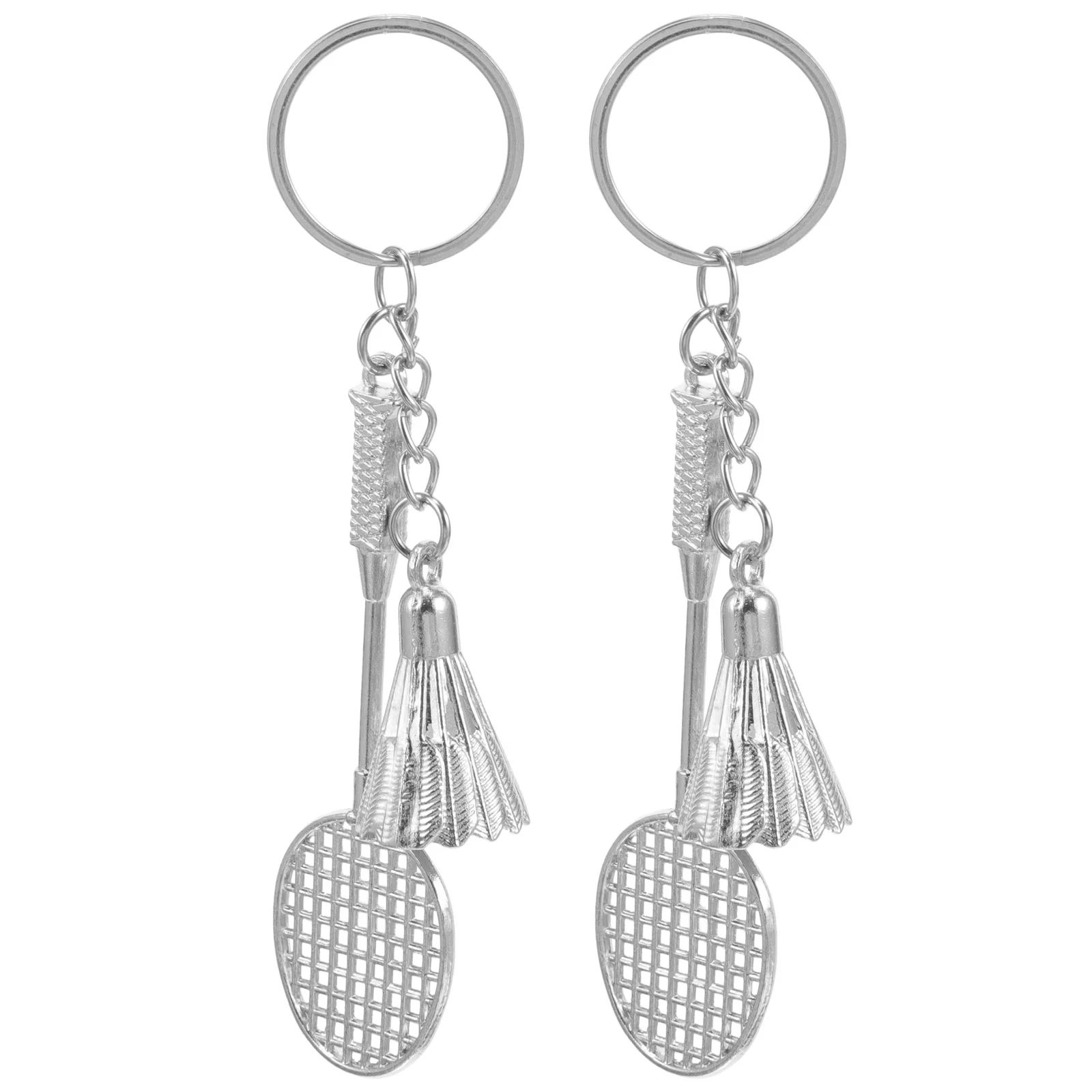 

2 Pcs Badminton Shuttlecocks Metal Keychain Backpack Hanging Decorate Keychains Birthday Gift