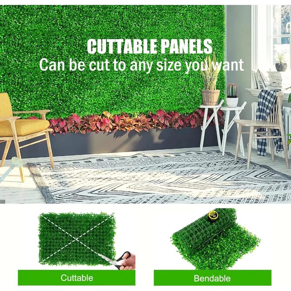 24PCS Boxwood Panels, 24x16 Artificial Boxwood Hedge Panels, Grass Wall Panels, UV Protected Suitable for Garden, Fence.